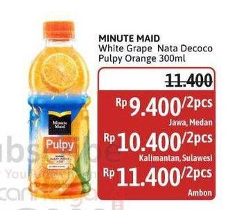 Promo Harga Minute Maid Juice Pulpy White Grape Nata De Coco, Orange 300 ml - Alfamidi