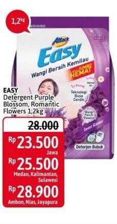 Promo Harga ATTACK Easy Detergent Powder Purple Blossom, Romantic Flowers 1200 gr - Alfamidi