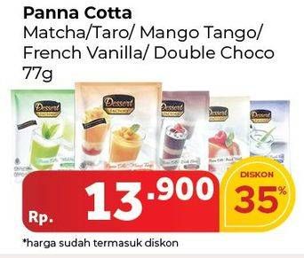Promo Harga DESSERT FACTORY Panna Cotta Matcha, Mango Tango, French Vanila, Purple Taro, Choco 77 gr - Carrefour