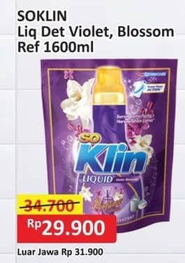 Promo Harga So Klin Liquid Detergent + Anti Bacterial Violet Blossom 1600 ml - Alfamart