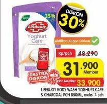 Promo Harga LIFEBUOY Body Wash Yoghurt Care, Charcoal And Mint 850 ml - Superindo
