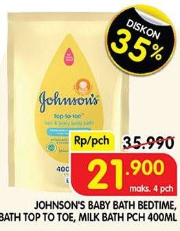 Promo Harga JOHNSONS Baby Bath Bedtime, Top To Toe, Milk Bath 400 mL  - Superindo