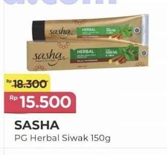 Promo Harga Sasha Toothpaste Herbal Siwak Sirih 150 gr - Alfamart