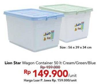 Promo Harga LION STAR Wagon Container 50L 50000 ml - Carrefour