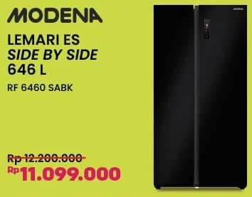 Promo Harga Modena RF 6460 SABK Kulkas Side By Side 646L  - COURTS