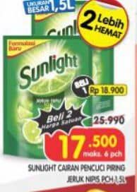 Promo Harga Sunlight Pencuci Piring Jeruk Nipis 100 1500 ml - Superindo