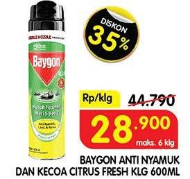 Promo Harga BAYGON Insektisida Spray Citrus Fresh 600 ml - Superindo