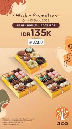Promo Harga 1/2 Dzn Donuts + 2 Box Jpops  - JCO