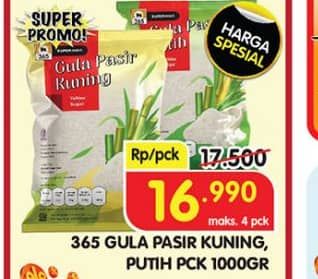 Promo Harga 365 Gula Pasir Putih, Kuning 1000 gr - Superindo