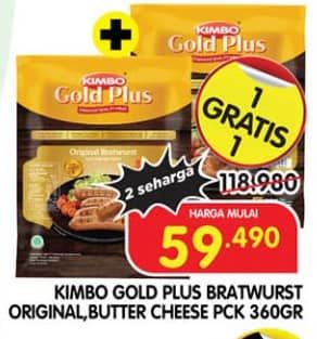 Promo Harga Kimbo Gold Plus Bratwurst Butter Cheese, Original 360 gr - Superindo