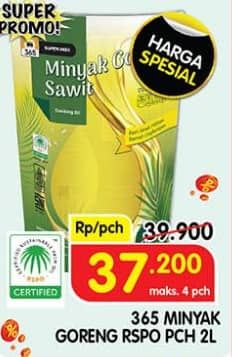 Promo Harga 365 Minyak Goreng Sawit RSPO 2000 ml - Superindo