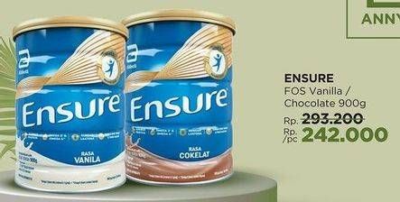 Promo Harga Ensure Nutrition Powder FOS Vanila, Cokelat 900 gr - LotteMart