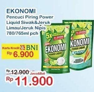 Promo Harga EKONOMI Pencuci Piring Power Liquid Jeruk Nipis, Siwak Jeruk Limau 780 ml - Indomaret