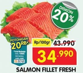 Promo Harga Salmon Fillet per 100 gr - Superindo