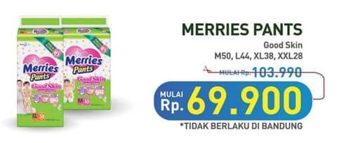 Promo Harga Merries Pants Good Skin M50, XL38, XXL28, L44 28 pcs - Hypermart