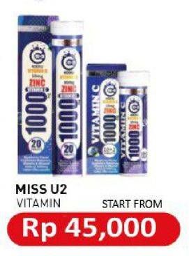 Promo Harga MISS U2 Vitamin C, Vitamin D & Zinc 12 pcs - Carrefour