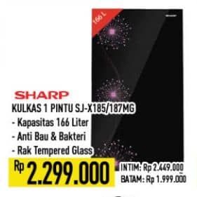 Promo Harga Sharp SJ-X185MG | Kulkas 1 Pintu/Sharp SJ-X187MG-DP/DB  - Hypermart