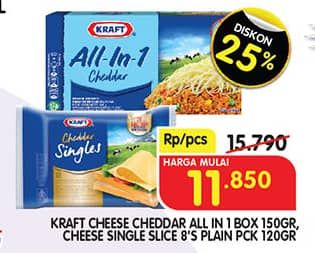 Promo Harga Kraft Keju All In 1/Singles Cheddar  - Superindo