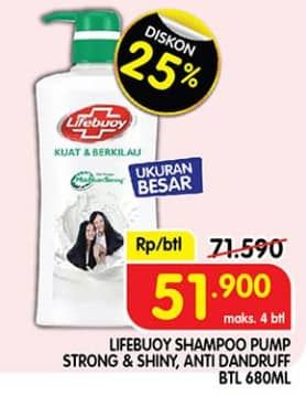 Promo Harga Lifebuoy Shampoo Strong Shiny, Anti Dandruff 680 ml - Superindo