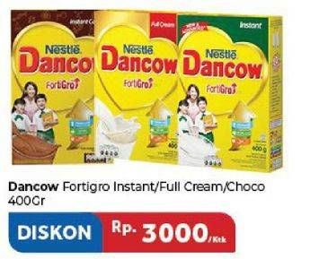 Promo Harga DANCOW FortiGro Susu Bubuk Instant, Full Cream, Instant Cokelat 400 gr - Carrefour