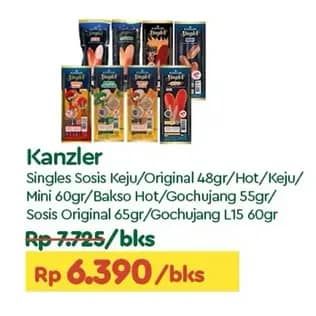 Promo Harga Kanzler Sosis Single Keju, Original 65 gr - TIP TOP