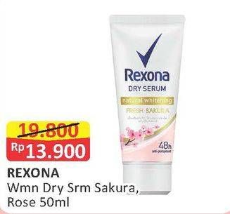 Promo Harga REXONA Dry Serum Fresh Sakura, Fresh Rose 50 ml - Alfamart