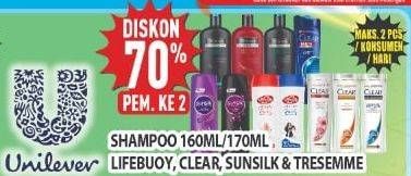 Promo Harga LIFEBUOY / CLEAR / SUNSILK / TRESEMME Shampoo 160/170ml  - Hypermart