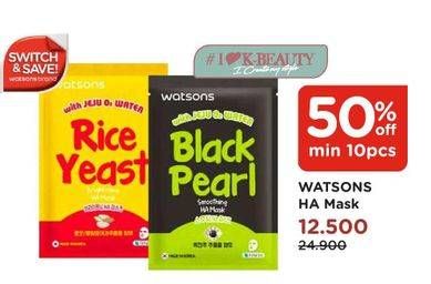 Promo Harga WATSONS Mask Black Pear HA Mask, Rice Yeast HA Mask  - Watsons