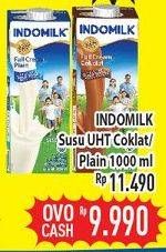 Promo Harga Indomilk Susu UHT Full Cream Plain, Cokelat 1000 ml - Hypermart