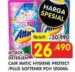 Promo Harga ATTACK Detergent Liquid Matic Liq + Soft, Hygiene + Protect 1200 ml - Superindo