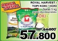 Promo Harga ROYAL HARVEST/ HOKI/ TOPI KOKI Beras 5kg  - Giant