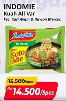 Promo Harga Indomie Mi Kuah Kecuali Kari Ayam, Kecuali Rawon Pedas Mercon 72 gr - Alfamart