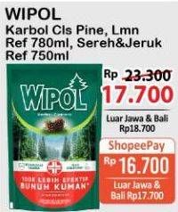 Promo Harga WIPOL Karbol Wangi Cemara, Lemon, Sereh Jeruk 750 ml - Alfamart