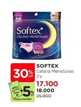 Promo Harga Softex Celana Menstruasi All Size 2 pcs - Watsons