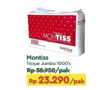 Promo Harga Montiss Facial Tissue 1000 sheet - TIP TOP
