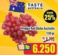 Promo Harga Anggur Red Globe Australia per 100 gr - Hypermart