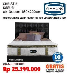 Promo Harga SIMMONS Christie Bed Set Queen 160x200cm  - COURTS