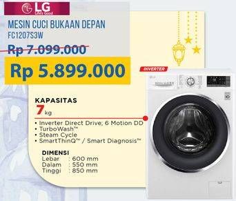 Promo Harga LG FC1207S3W | Mesin Cuci Front Loading 7kg  - Courts