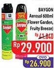 Promo Harga Baygon Insektisida Spray Flower Garden, Fruity Breeze 600 ml - Hypermart