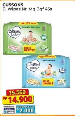 Promo Harga Cussons Baby Wipes Naturally Refreshing, Mild Gentle 50 sheet - Alfamart