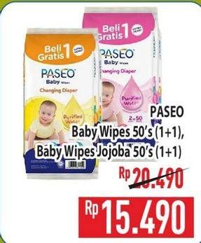 Promo Harga Paseo Baby Wipes With Jojoba Oil 50 sheet - Hypermart