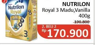 Promo Harga NUTRILON Royal 3 Susu Pertumbuhan Madu, Vanila per 2 box 400 gr - Alfamidi