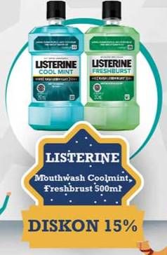Promo Harga LISTERINE Mouthwash Antiseptic Cool Mint, Fresh Burst 500 ml - Yogya