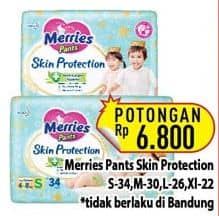 Promo Harga Merries Pants Skin Protection S34, M30, L26, XL22 22 pcs - Hypermart