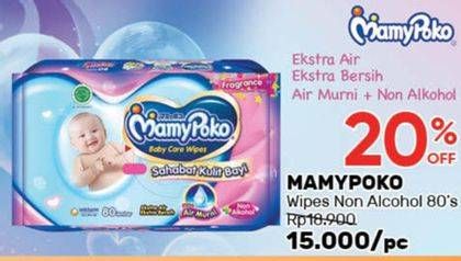 Promo Harga MAMY POKO Baby Wipes Reguler - Non Fragrance 80 pcs - Guardian