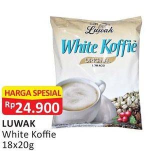 Promo Harga Luwak White Koffie per 18 sachet 20 gr - Alfamart