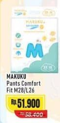 Promo Harga Makuku Comfort Fit Diapers Pants M28, L26 26 pcs - Alfamart