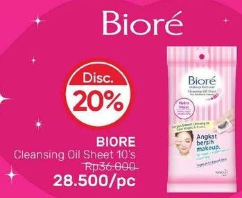 Promo Harga BIORE Make Up Remover Cleansing Oil Sheet Cleansing Oil 10 pcs - Guardian