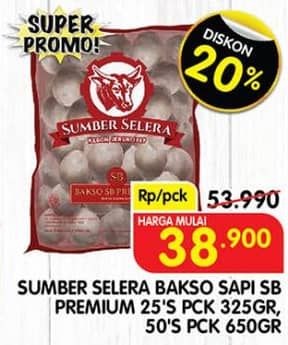 Promo Harga Sumber Selera Bakso Sapi SB Premium 25 pcs - Superindo