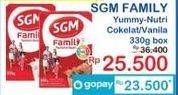 Promo Harga SGM Family Yummi Nutri Creamy Chocolate, Vanilla 330 gr - Indomaret